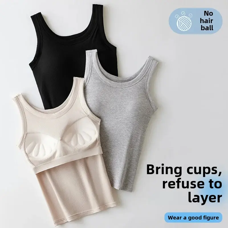 Women's Integrated Inner Anti-Exposure Large Size Modal Cotton Tank Top With Chest Pad Strapless Bra From China Mainland