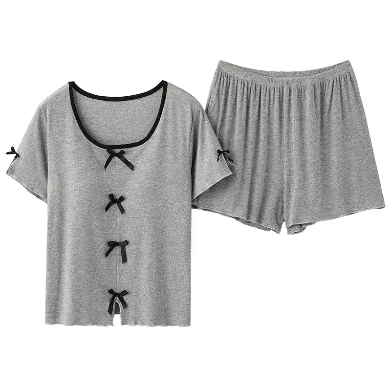 Modal Women's Summer Thin Pajama Set Chest Pad Short Sleeves Princess Style Home Clothes Suit For Women