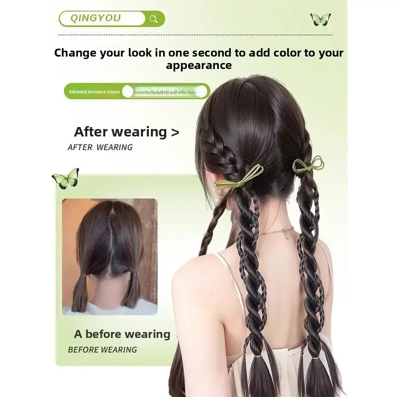 Korean Style Ins Double Braided Boxer Braid Twist Tail Natural Realistic Hair Tails for Women Summer Fake Hair Extensions