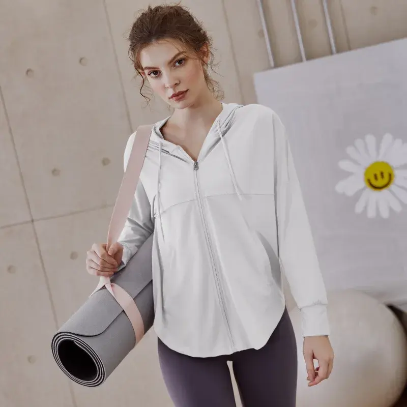 Women's 2024 New Fitness Wear Loose-fit Long Sleeve Breathable Sport Jacket Quick-dry Top Cardigan For Running Yoga
