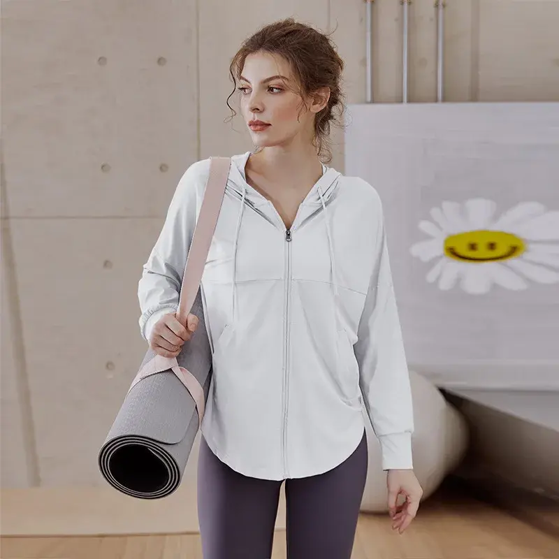 Women's 2024 New Fitness Wear Loose-fit Long Sleeve Breathable Sport Jacket Quick-dry Top Cardigan For Running Yoga