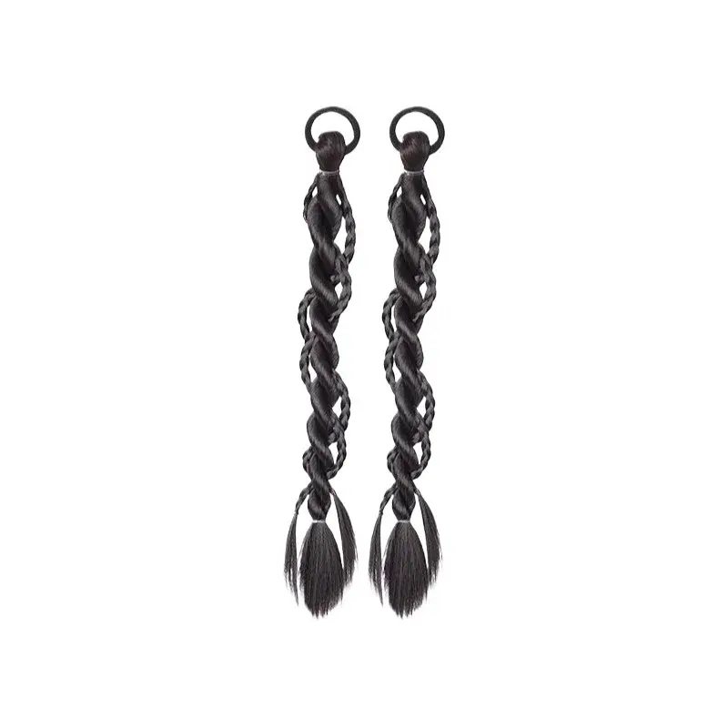 Korean Style Ins Double Braided Boxer Braid Twist Tail Natural Realistic Hair Tails for Women Summer Fake Hair Extensions