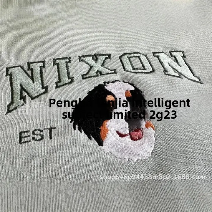 Customized Cross-Border Sweatshirt Embroidered Pet Dog Photo Name Cotton round Neck Full Sleeve Other Style Streetwear