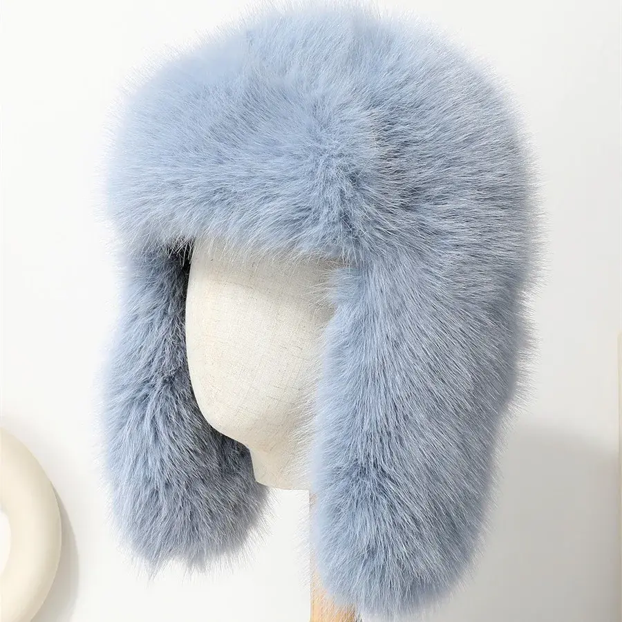 Thickened Winter Hat Fake Fox Fur Lei Feng Cap Women's Ear Protection Snow Playing Overhead Hat Warm And Cold Resistant