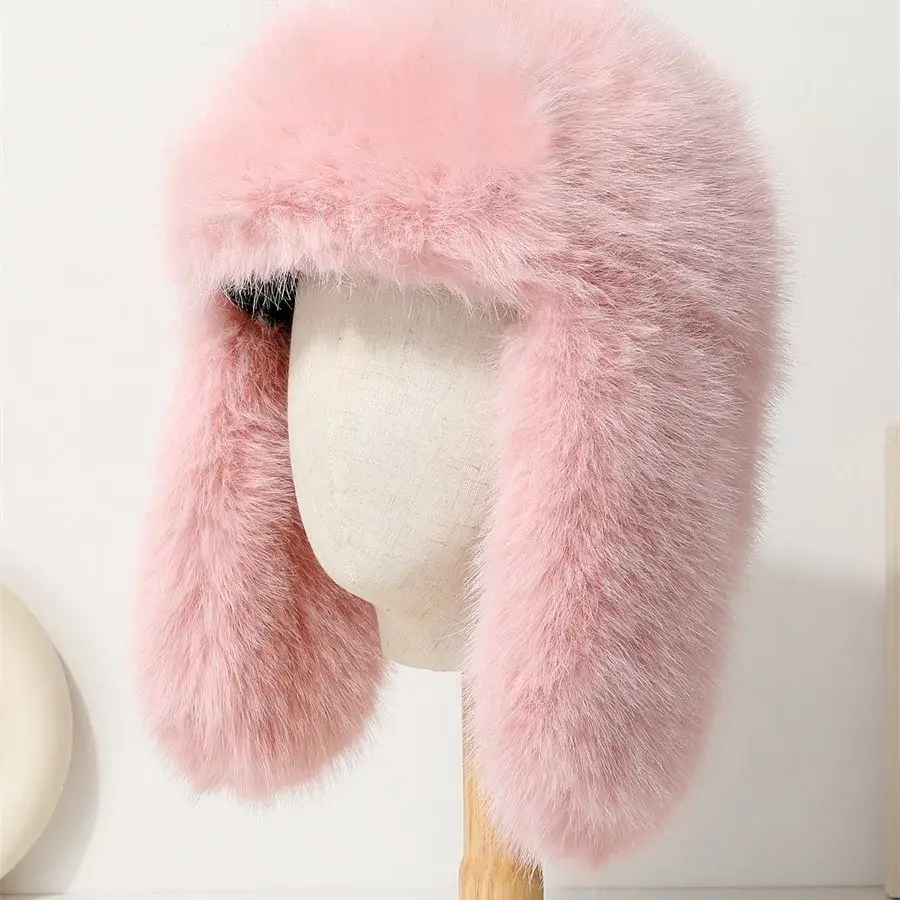 Thickened Winter Hat Fake Fox Fur Lei Feng Cap Women's Ear Protection Snow Playing Overhead Hat Warm And Cold Resistant