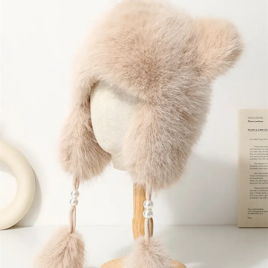 Thickened Winter Hat Fake Fox Fur Lei Feng Cap Women's Ear Protection Snow Playing Overhead Hat Warm And Cold Resistant