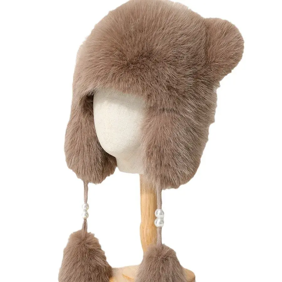 Thickened Winter Hat Fake Fox Fur Lei Feng Cap Women's Ear Protection Snow Playing Overhead Hat Warm And Cold Resistant
