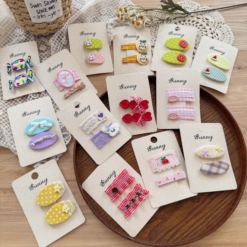 Handmade Lace Hair Accessories Set Sweet Fresh Baby Girl Hair Clips No Damage Hair Clips Combination Button Baby Clamp