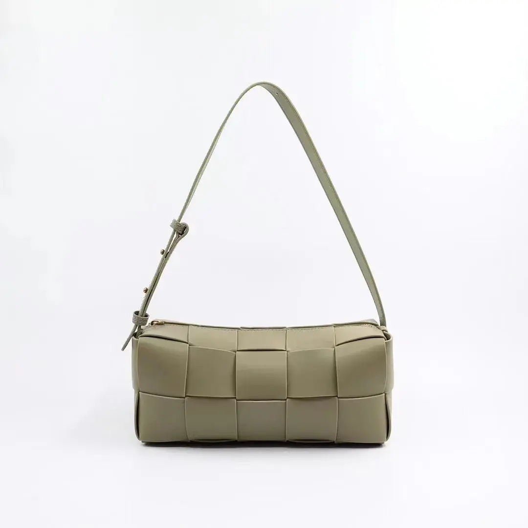 Wholesale Genuine Leather Woven Bag Women's Pink Versatile Single Shoulder Underarm Bag 2023 New High-End Feel Handbag Pillow Ba