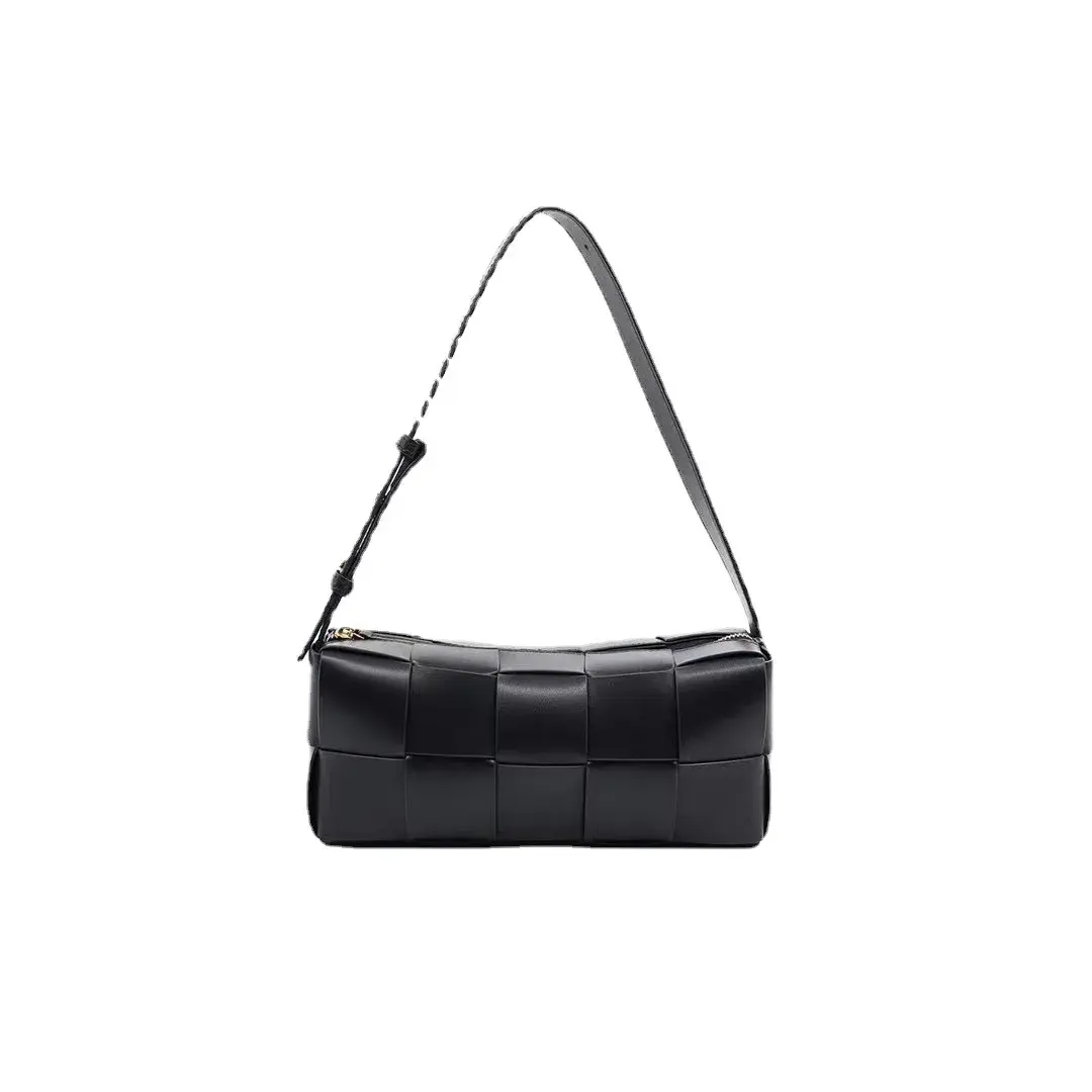 Wholesale Genuine Leather Woven Bag Women's Pink Versatile Single Shoulder Underarm Bag 2023 New High-End Feel Handbag Pillow Ba