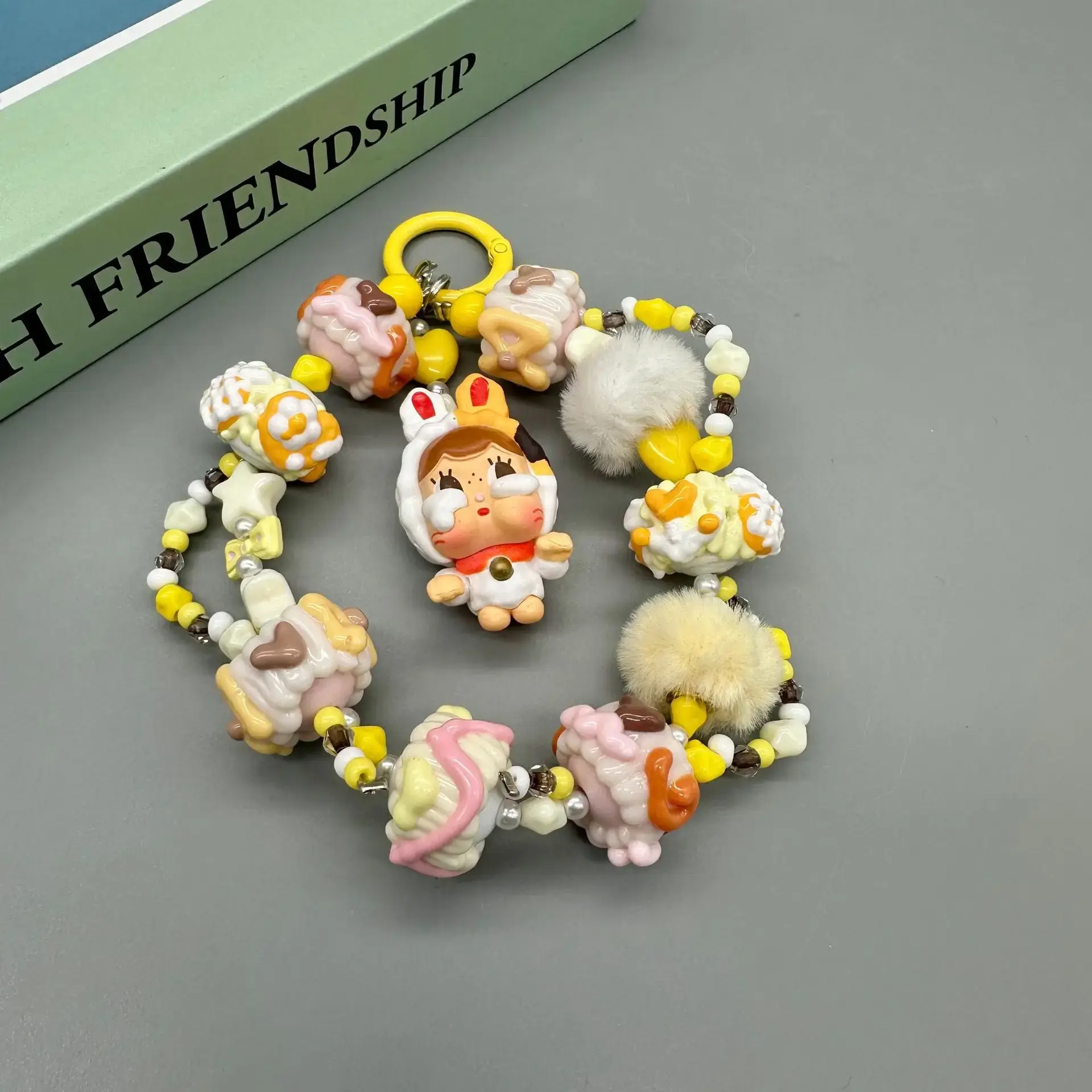 Hand Drawn Bead Mobile Phone Lanyard Handmade Bracelet Bag Chain with Kids New Model Jewelry Accessories Keychain from China