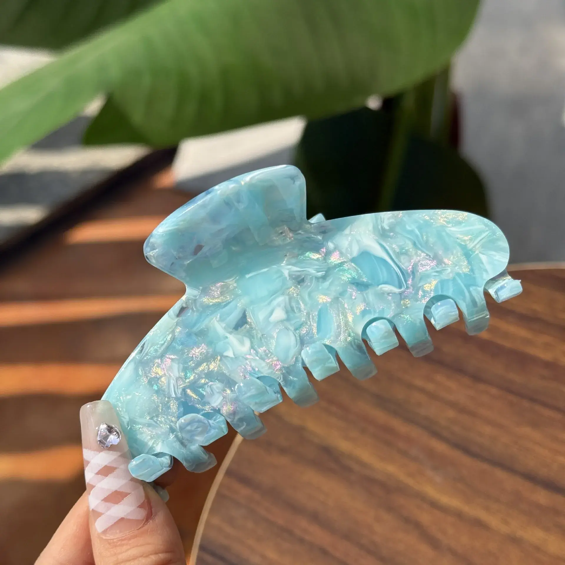 New Season Spring Summer Blue Green Acetate Hair Claw Sweet Simple Versatile Shark Clamp Hair Accessory Elegant Personality