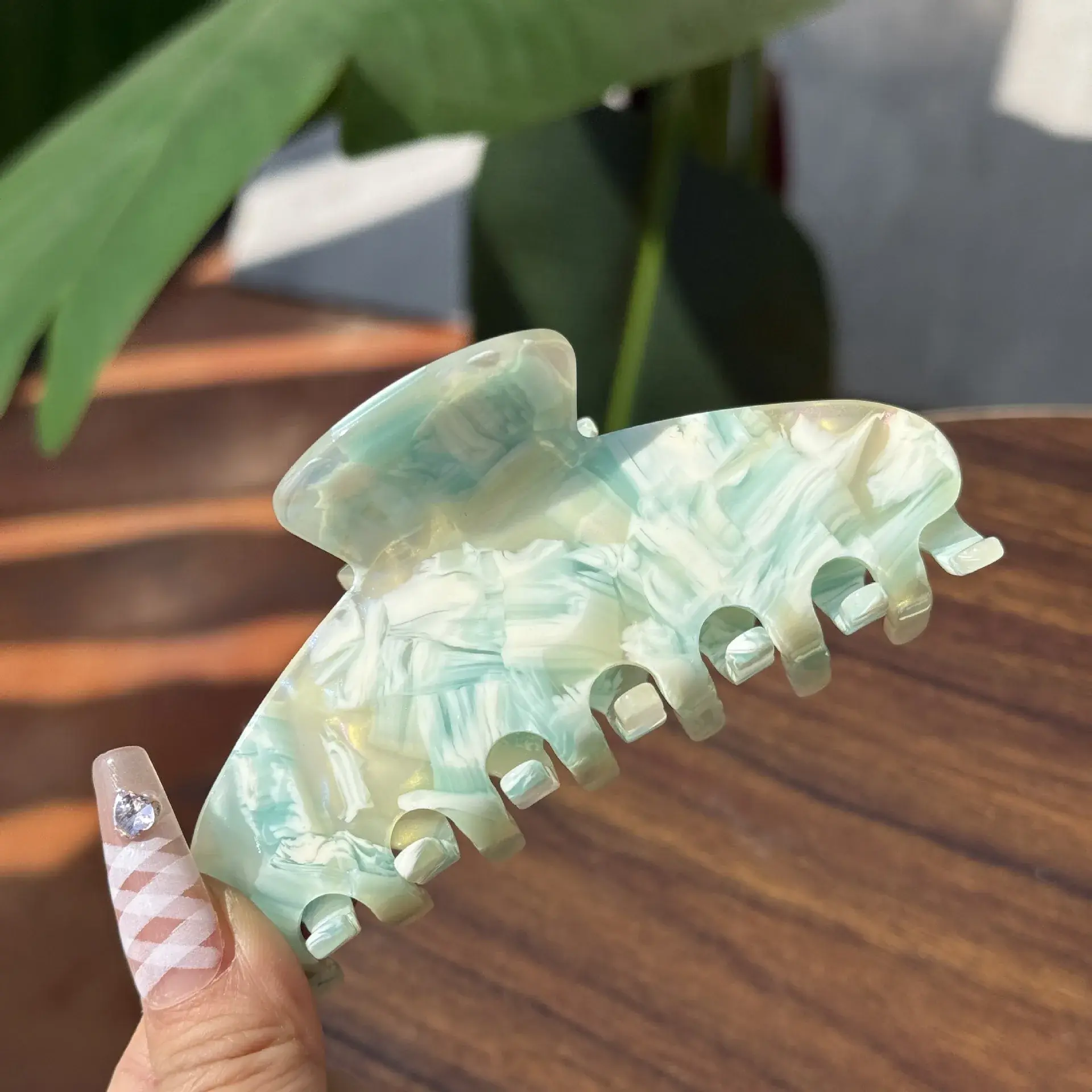 New Season Spring Summer Blue Green Acetate Hair Claw Sweet Simple Versatile Shark Clamp Hair Accessory Elegant Personality