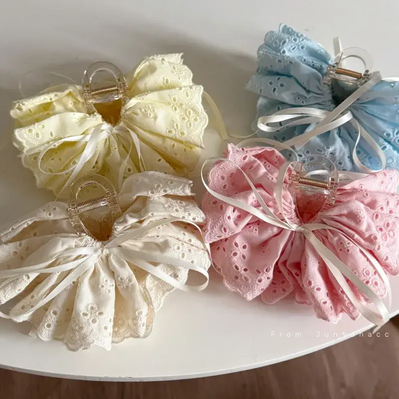 Elegant French Lace Butterfly Knot Hair Clip Shark Clamp Hollow out Design Hair Accessories for Girls Hair Styling Hairpin