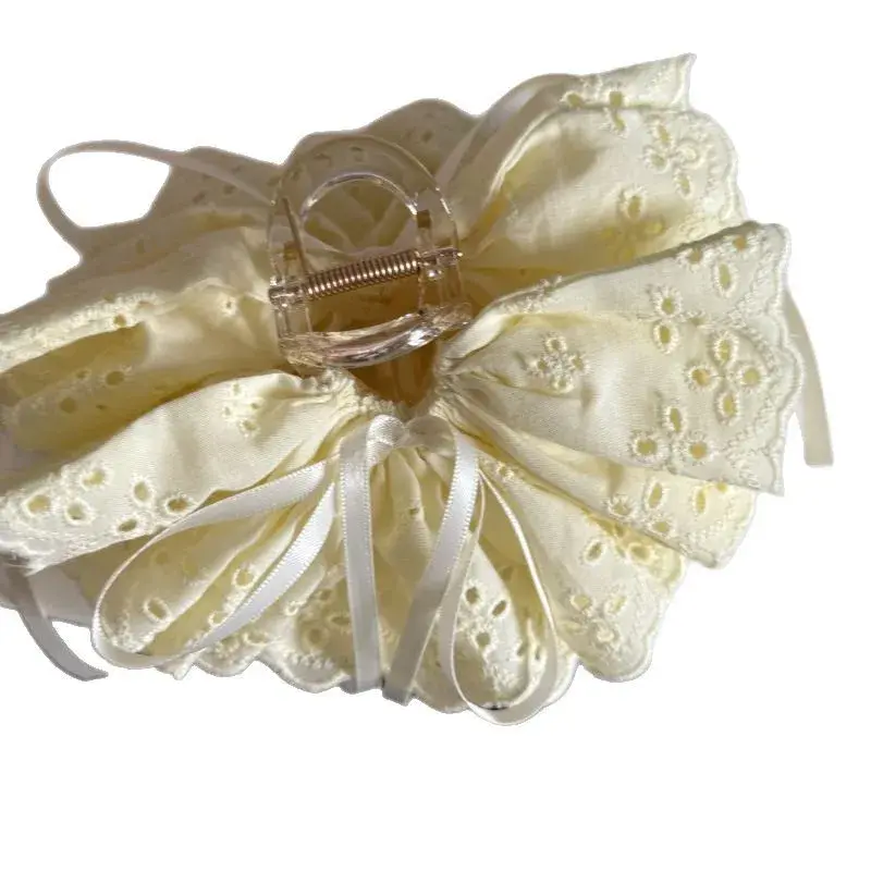 Elegant French Lace Butterfly Knot Hair Clip Shark Clamp Hollow out Design Hair Accessories for Girls Hair Styling Hairpin