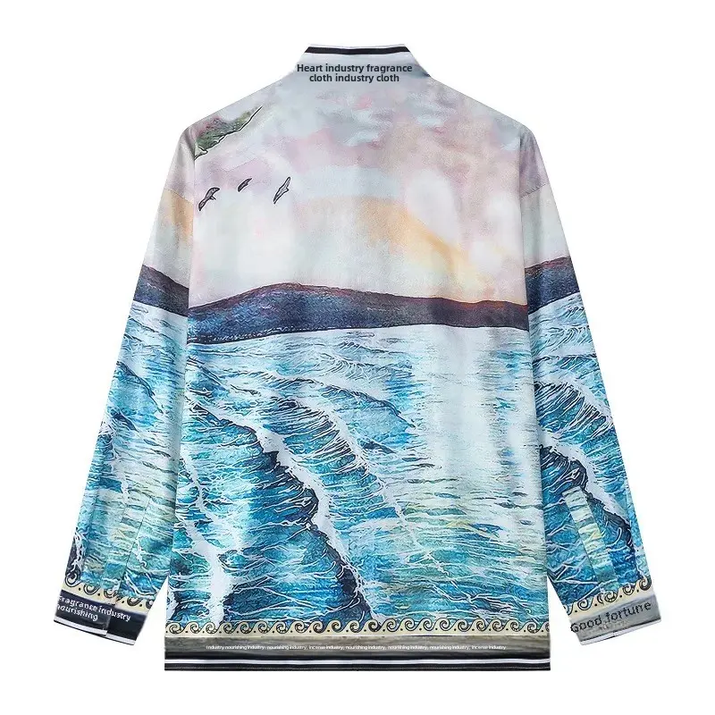 2023 European And American High Street Style Long Sleeve Shirt Cross-Border Light Luxury Wave Cardigan For Teenage Couples