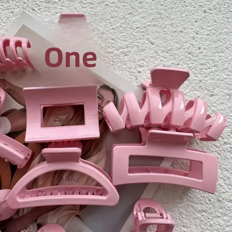 Sweet Pink Series Hair Claw Clip Simple Shark Clamp Basic Versatile Cute Back of Head Hair Accessory for Girls Fresh Style