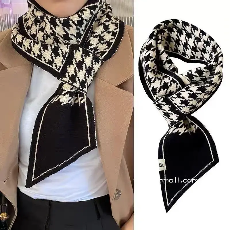 Thousand Birds Pattern Mini Scarf Autumn Winter Korean Style Versatile Thickened Warm Neck Decorative Scarf Women's Wholesale
