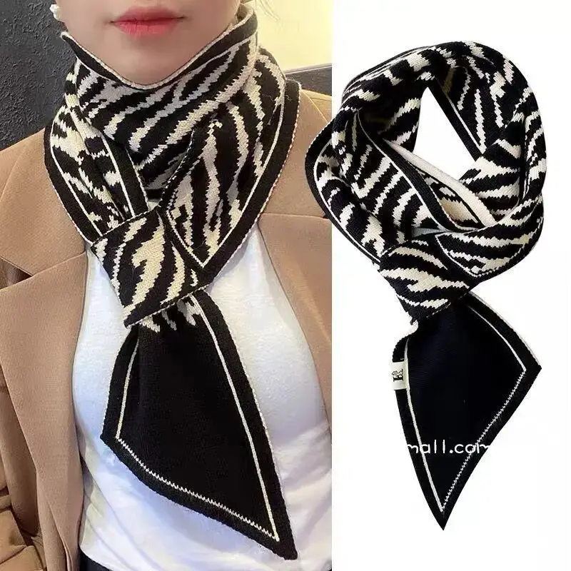 Thousand Birds Pattern Mini Scarf Autumn Winter Korean Style Versatile Thickened Warm Neck Decorative Scarf Women's Wholesale