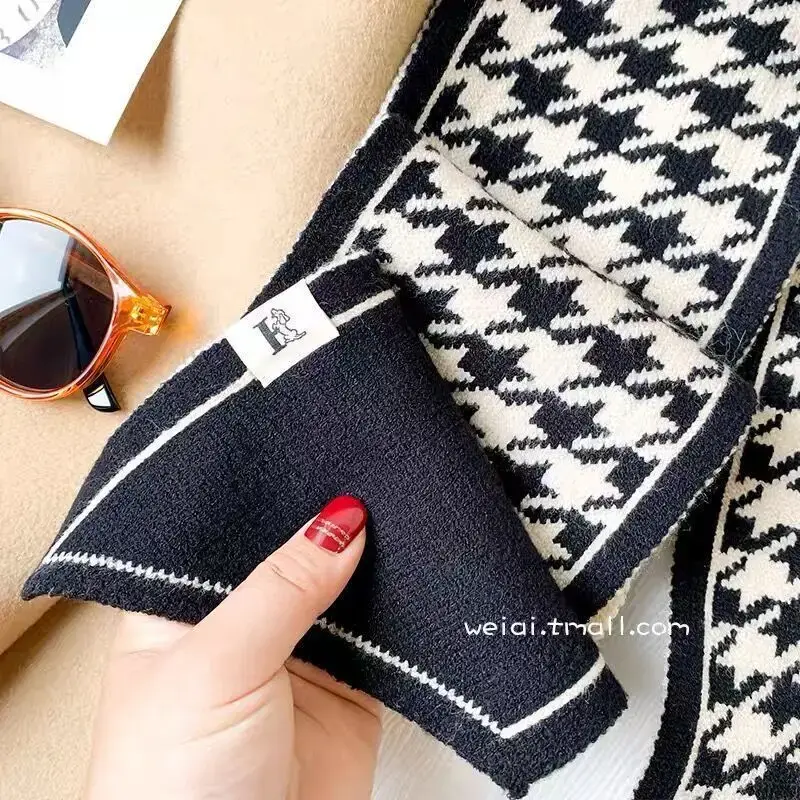 Thousand Birds Pattern Mini Scarf Autumn Winter Korean Style Versatile Thickened Warm Neck Decorative Scarf Women's Wholesale