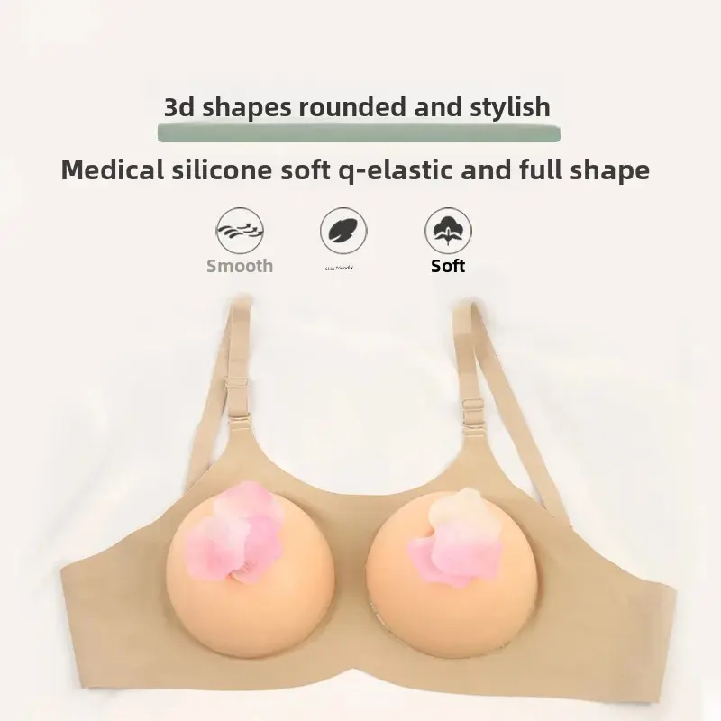 Silicone Bra Pseudo Wedding Dress Lingerie Soft Tissue Bra Pad Simulation Breast Milk Nylon Underwear For Men And Women