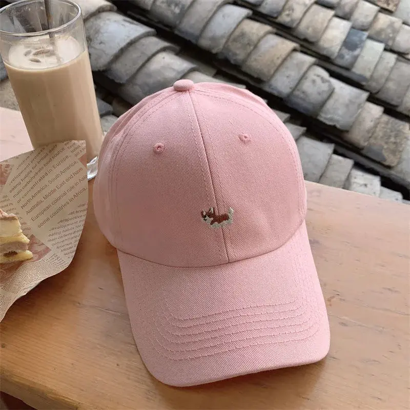 Cute Cartoon Corgi Dog Baseball Cap Unisex Soft Sunshade Hat Korean Style Simple Cool Match All over Lace Net Hat for Couples