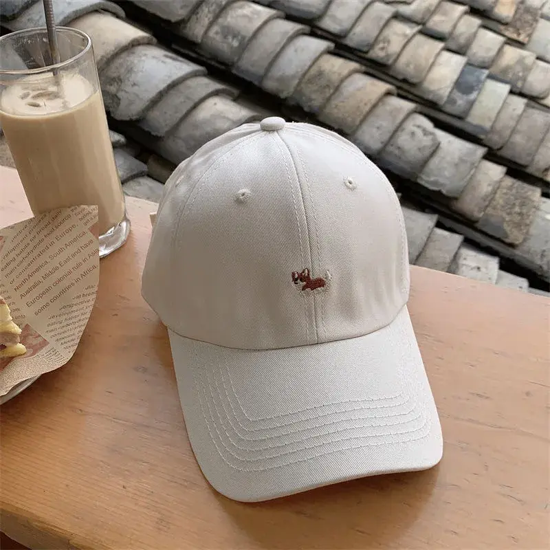Cute Cartoon Corgi Dog Baseball Cap Unisex Soft Sunshade Hat Korean Style Simple Cool Match All over Lace Net Hat for Couples