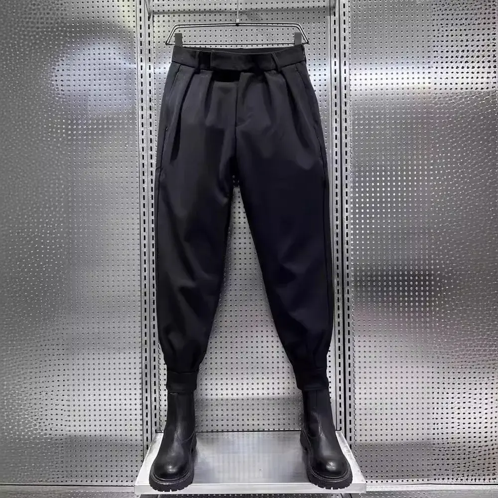 Spring Summer Magic Bundle Men's Trendy Double Pleat Slimming Loose-fit Martin Boot Pants Draped Trousers Casual Scene