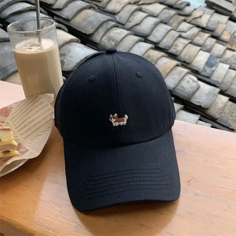 Cute Cartoon Corgi Dog Baseball Cap Unisex Soft Sunshade Hat Korean Style Simple Cool Match All over Lace Net Hat for Couples