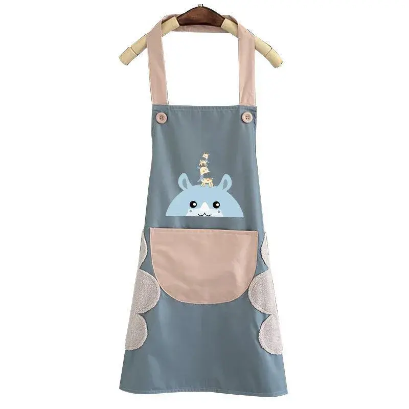 Cute Deer Stripe Apron Kitchen Home Use Polyester Waterproof Oilproof Cartoon Design Apron Gift Wholesale Available