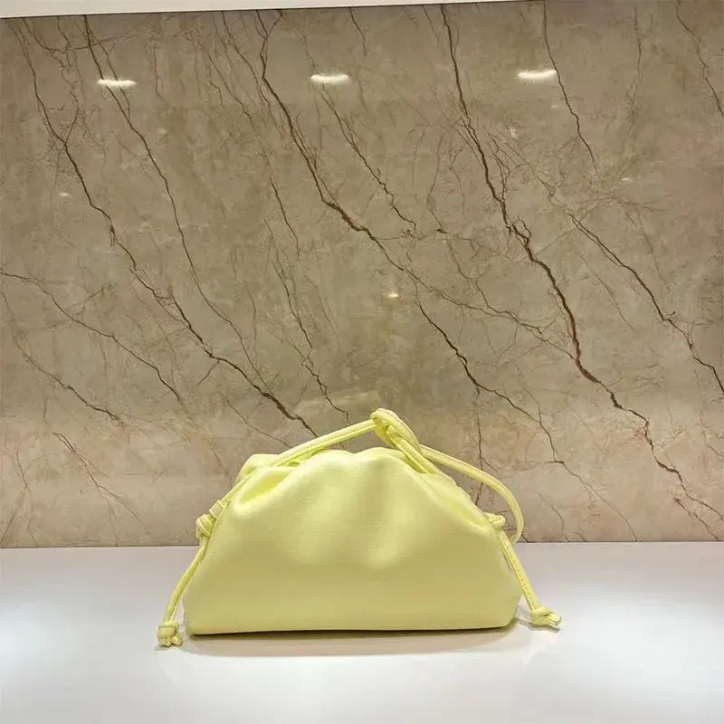 2024 Genuine Leather Women's Shoulder Bag Handheld Dumpling Bag Cloud Pattern Underarm Small Bag Foldable Motorcycle Storage Bag