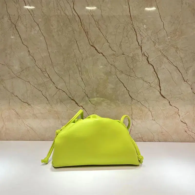 2024 Genuine Leather Women's Shoulder Bag Handheld Dumpling Bag Cloud Pattern Underarm Small Bag Foldable Motorcycle Storage Bag