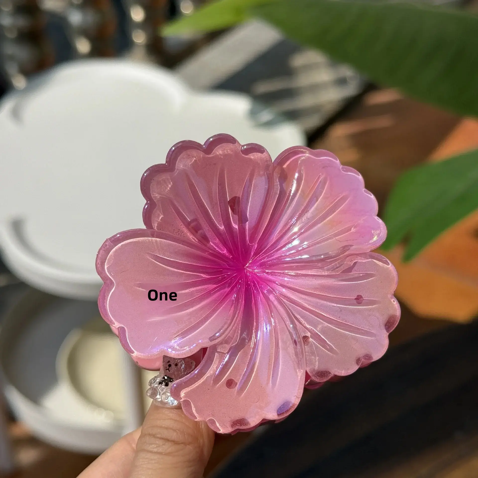 New Plastic Laser Flower Five-Petal Hair Clip Jelly Sensation High Ponytail Hair Clip Cute Hair Accessories Salon Fixed Hair Cli