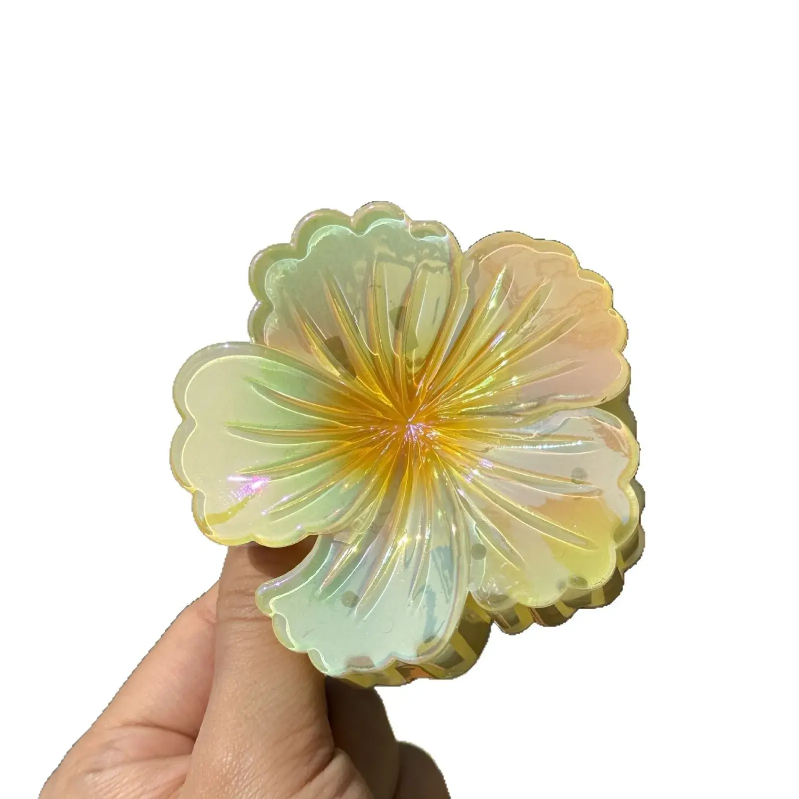 New Plastic Laser Flower Five-Petal Hair Clip Jelly Sensation High Ponytail Hair Clip Cute Hair Accessories Salon Fixed Hair Cli
