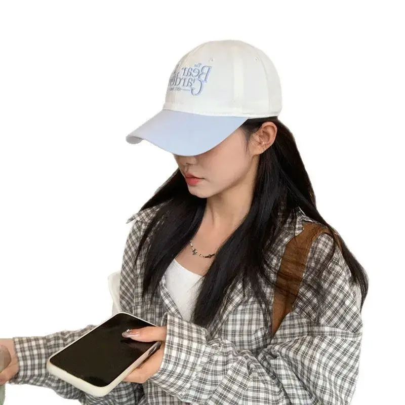 Fashionable Color Block Bear Embroidery Baseball Cap Spring Summer Duckbill Hat Cute Korean Style Versatile Hat