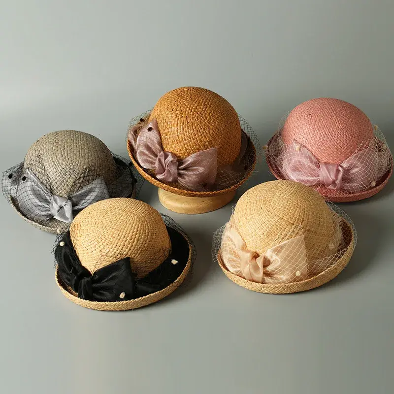 New 2025 Laffey Grass Sun Hat Lace Net Flower Cuffed Outdoor Casual Hat Fashionable Sun Protection Bucket Hat