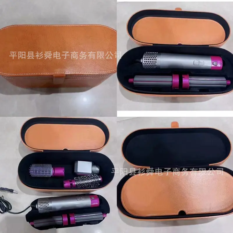 Five-In-One Heat Hair Comb Automatic Curling Iron Straightening Dual Use Hair Styling Comb Electric Blow Dryer in Leather Box