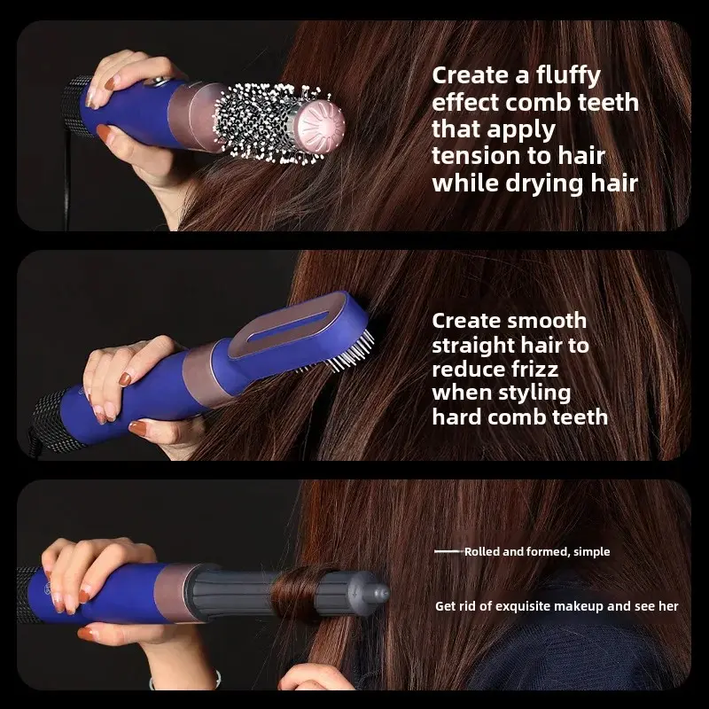 Five-In-One Hair Styling Comb Negative Ion Electric Blow Dryer Automatic Curling Iron Straightening Dual Use Salon Tool Accessor