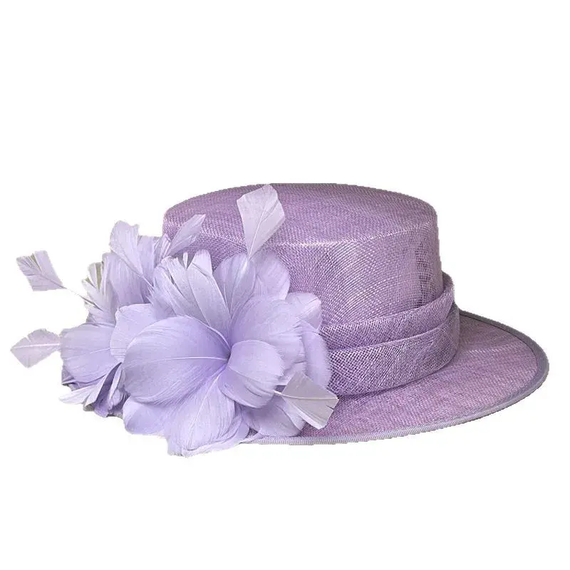 Ladies Retro British Style Summer Sun Hat Flat Top Straw Hat Elegant Floral Fashionable Beach Holiday Hat Lace Net Cap