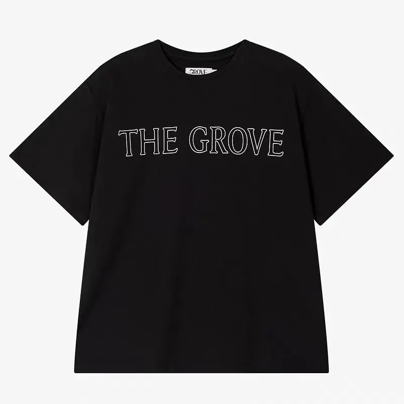 Korean Designer Grove Loose Fit Crew Neck T-Shirt Women's Casual Printed Top Versatile Comfortable Short Sleeve Cotton Tee