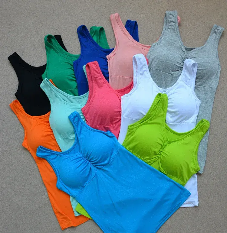 Sporty Cotton Vest Comfortable Wire-Free Sports Bra with Padded Strapless Tank Top in Solid Color Large Size Bralette