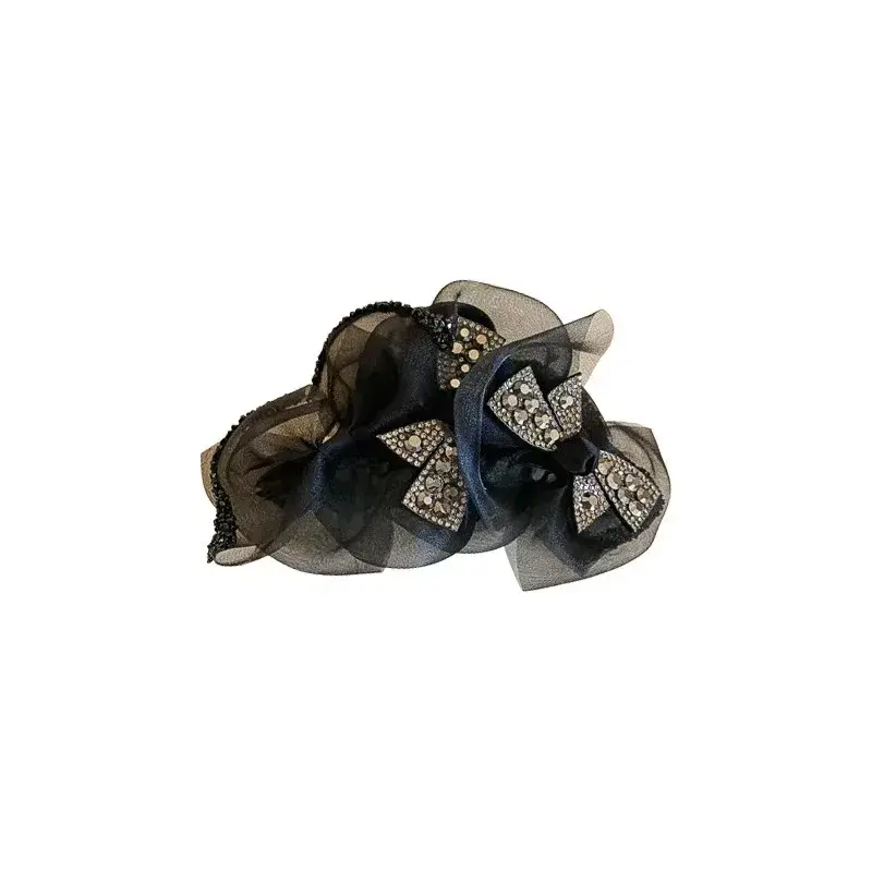 Elegant Diamond Butterfly Knot Hair Clip Net Lace High Ponytail Bun Hair Clip Stylish Hair Accessory Salon Quality