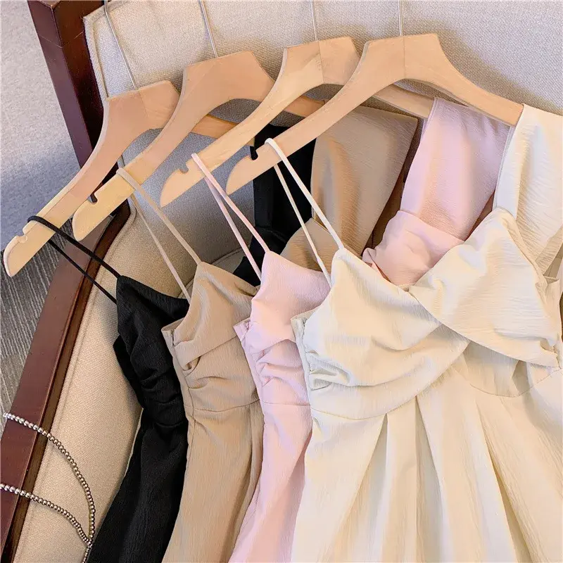Pure Desire Short Sleeve Twist Knot Strap Top Women's Summer Unique Exquisite Solid Color Sleeveless Mini Vest Trendy