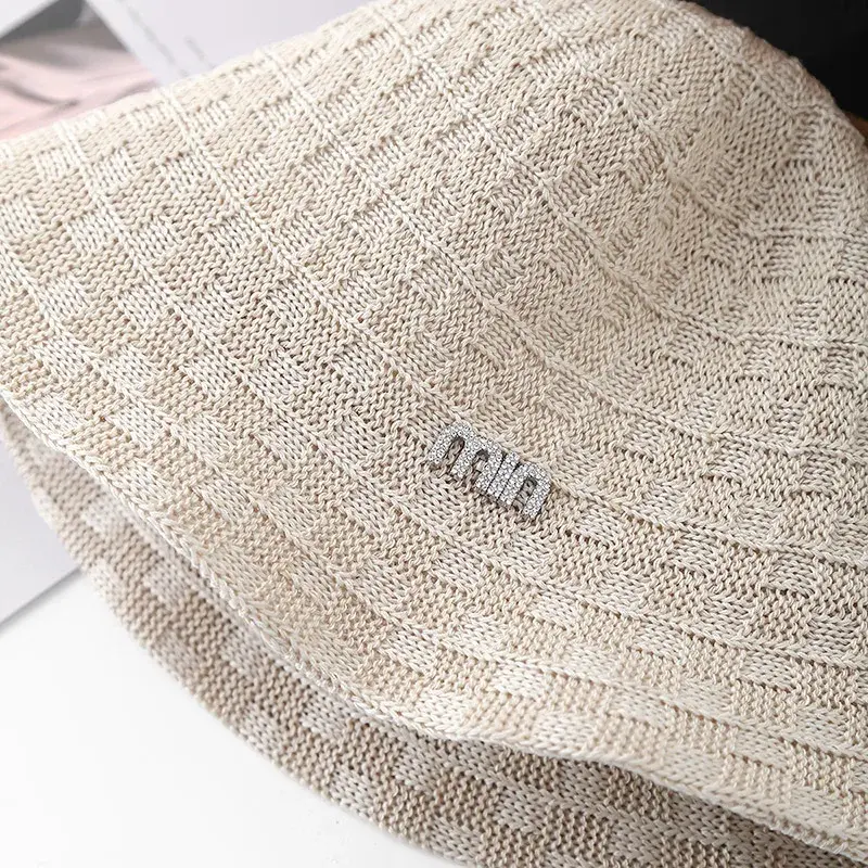 Spring Summer Knitted Fisherman Hat Women's Outdoor Travel Outfit Small Face Effect Plaid Design Sun Protection Cap Simple Style