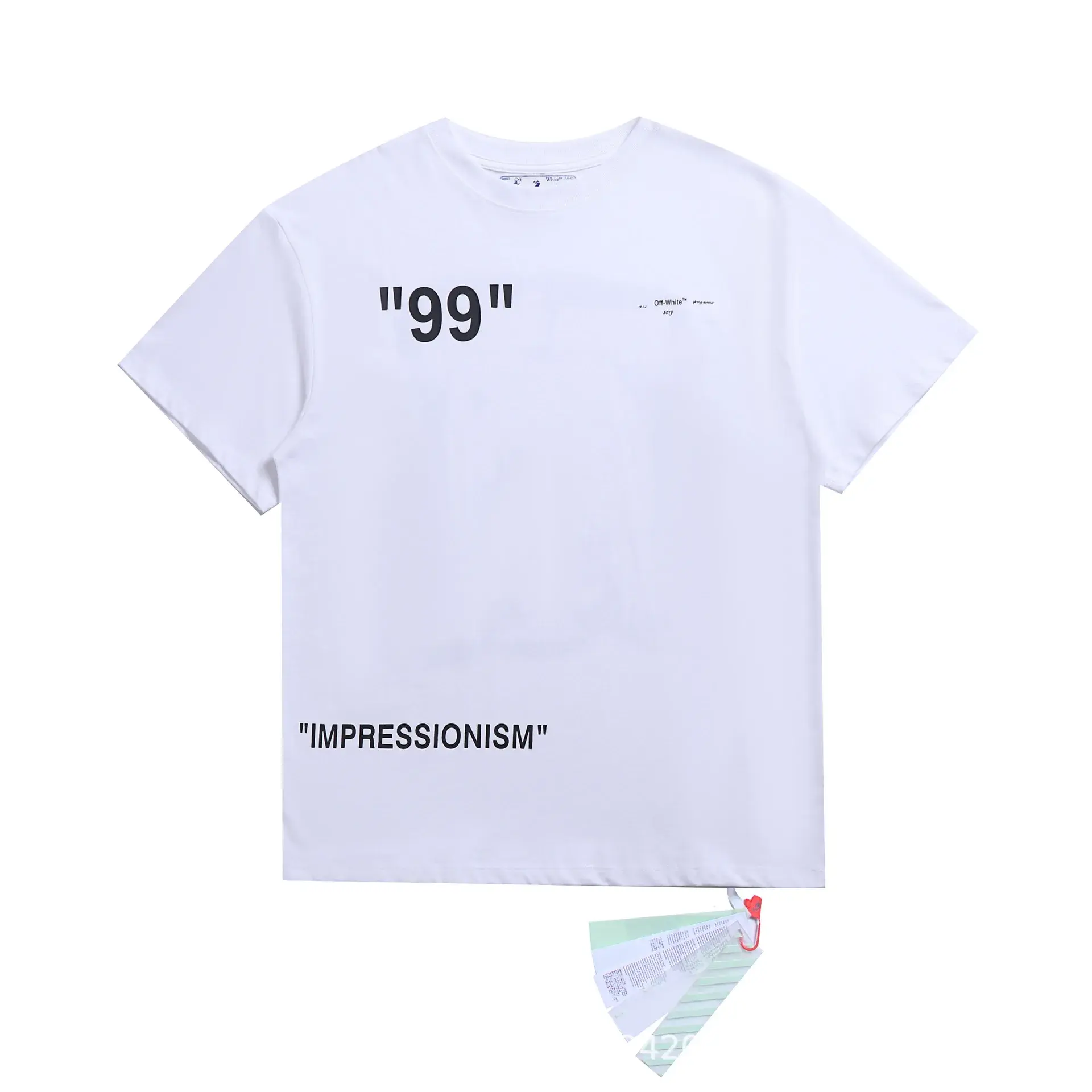 2024 Spring Summer New Style OW Snowman Arrow Pattern Round Neck Pullover Short Sleeves Men Women's Same Model Batched Delivery