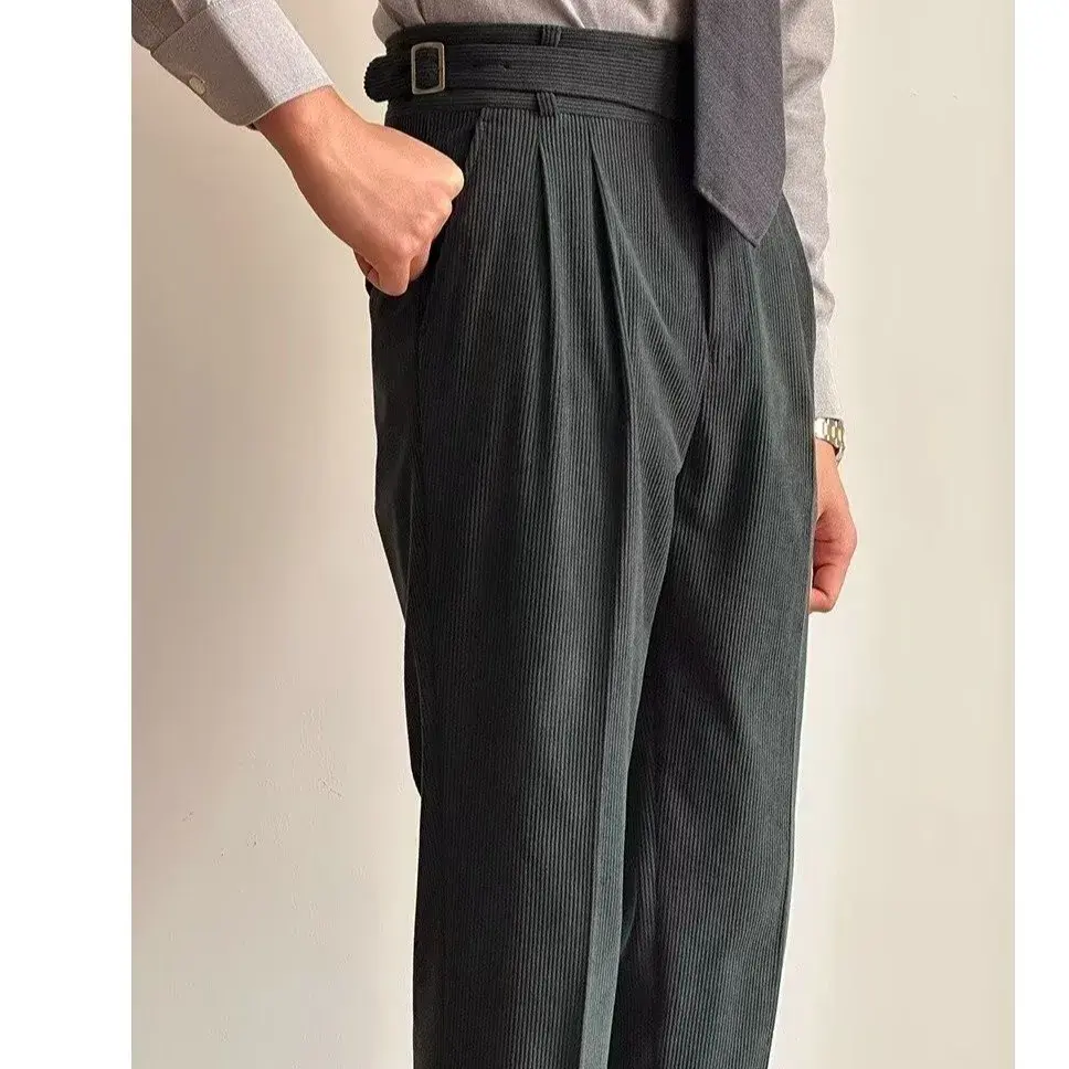 Men's Straight-Leg Pants Natural Waist Regular Harajuku Style Casual Trousers Versatile New Daily Wear Draped Pants