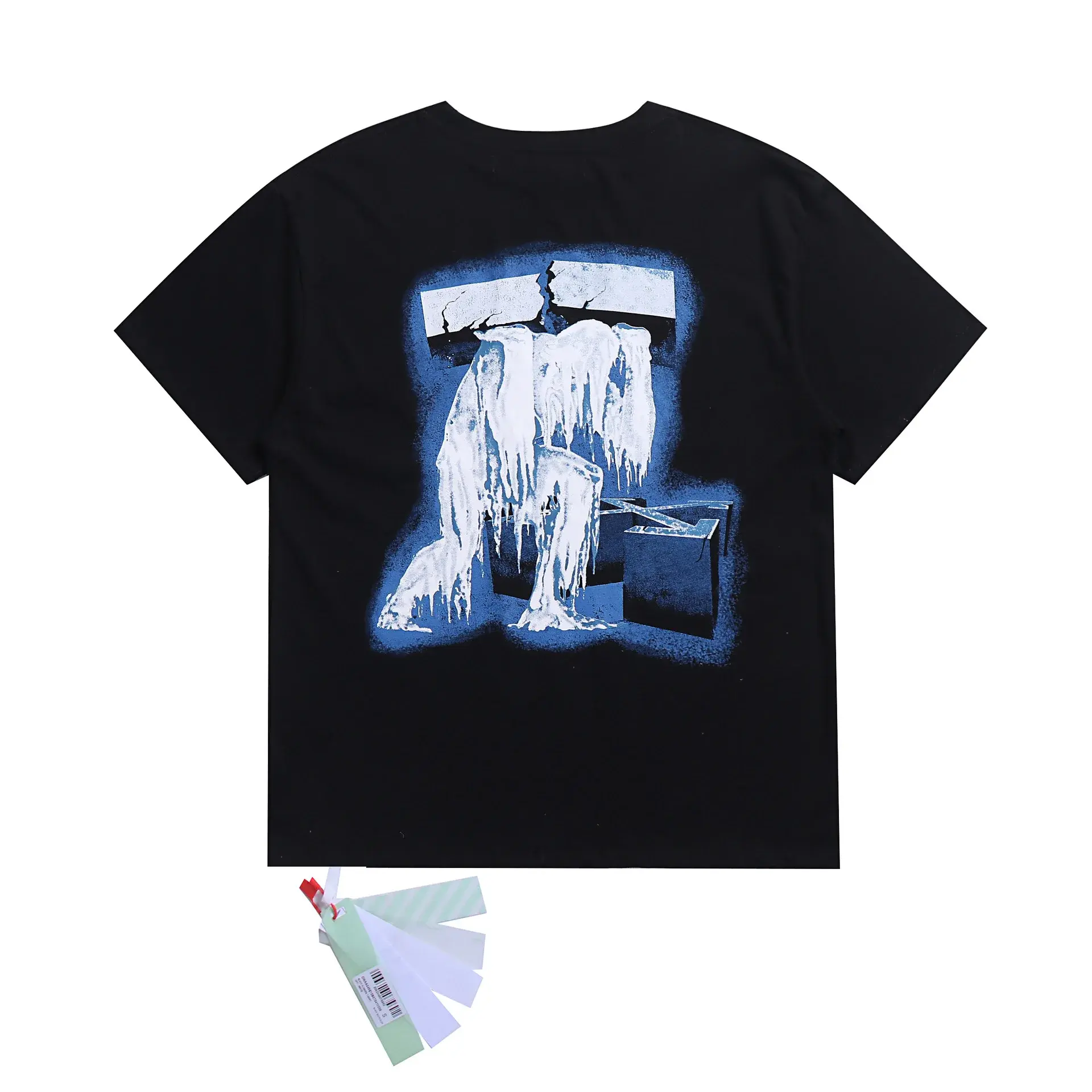 2024 Spring Summer New Style OW Snowman Arrow Pattern Round Neck Pullover Short Sleeves Men Women's Same Model Batched Delivery