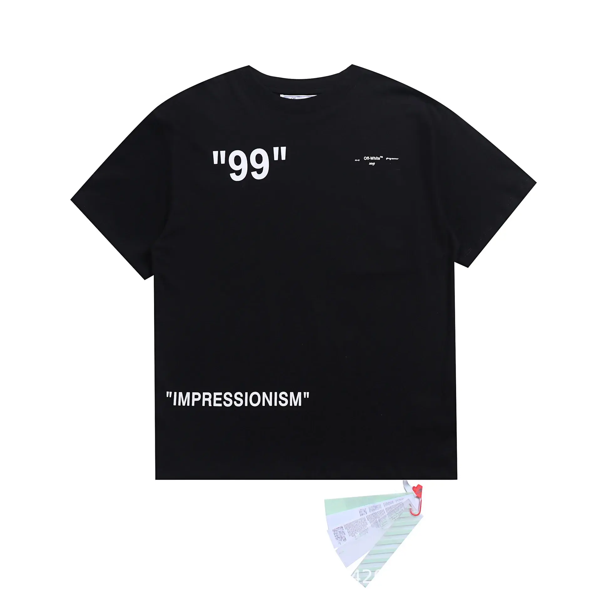 2024 Spring Summer New Style OW Snowman Arrow Pattern Round Neck Pullover Short Sleeves Men Women's Same Model Batched Delivery