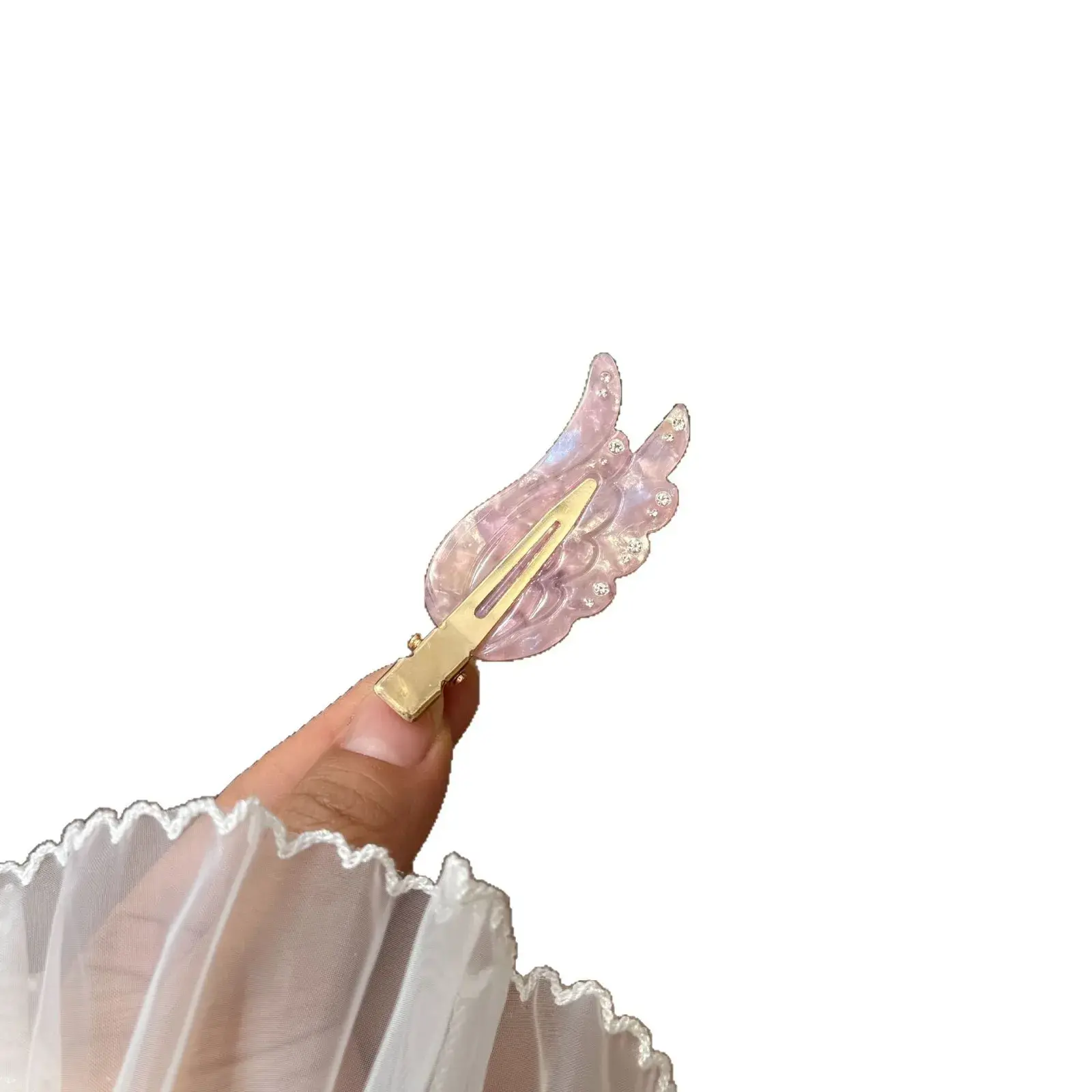 New 2025 Diamond Colorful Wings Acetate Seamless Hair Clips Women's Bangs Hair Accessories Fresh Sweet Side Clips