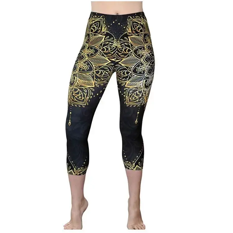 High Waist High Elasticity Moisture Wicking Running Fitness Yoga Leggings Women's New Wish Cross-Border Printed Bottom Pants